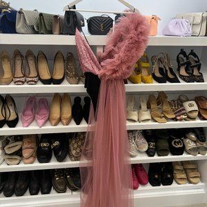 Alchemy ruffled-detail V-neck bodysuit pink